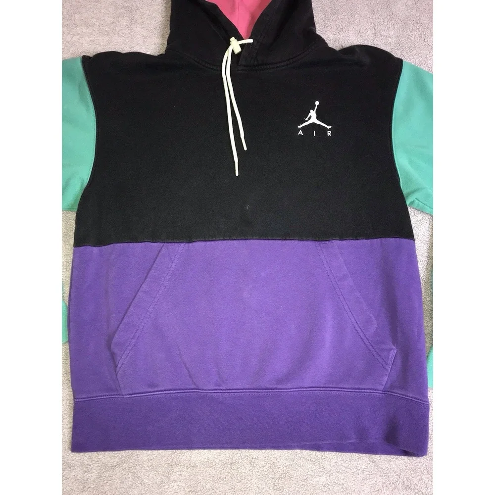 Nike‎ Air Jordan Retro Color Block Pullover Hoodie Sweatshirt Pocket Mens Small